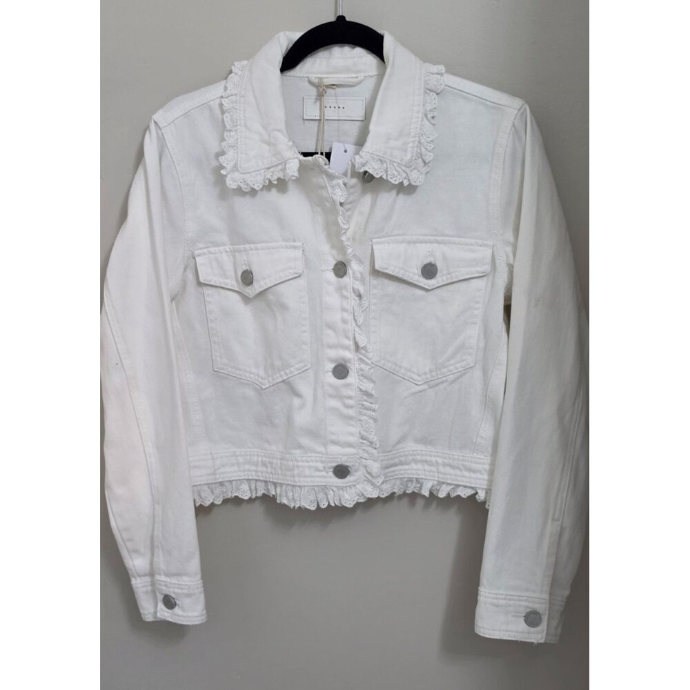 NWT White Eyelet Jacket Womens Cropped Lace Boho Romantic Cottagecore Romantic